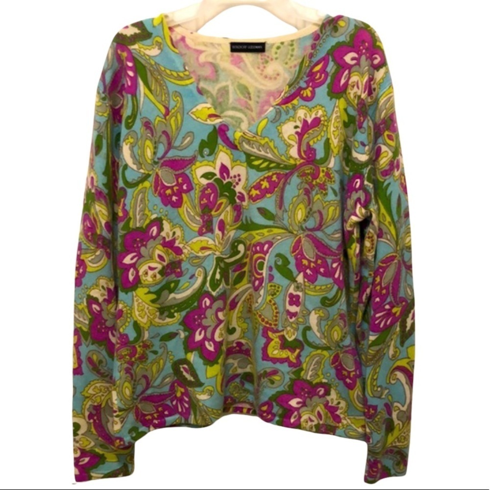 Bergdorf Goodman Paisley Cardigan Sweater Medium